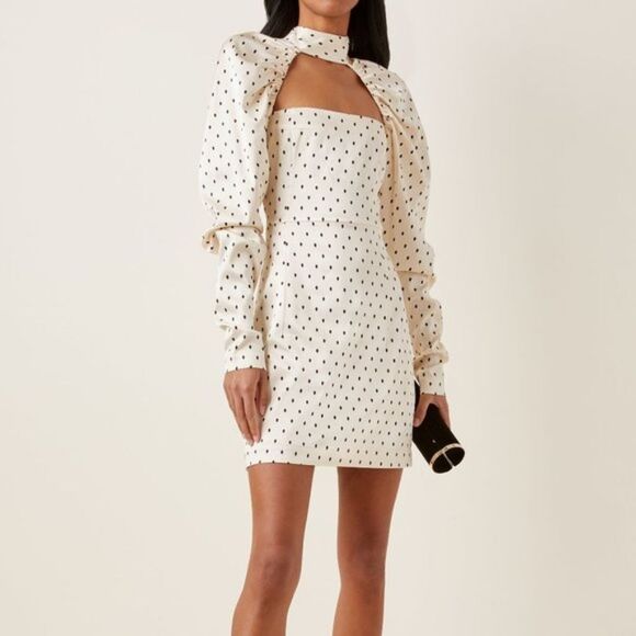 Rotate Birger Polka Dot Long Sleeve Dress - Picture 1 of 13